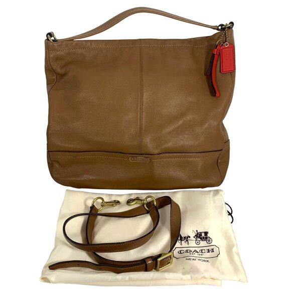 COACH Park Hobo Tan Pebble Leather 2-way Shoulder Handbag w/ Tag + Dustbag - Picture 1 of 15